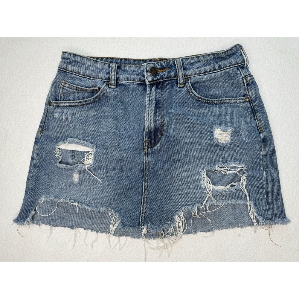 Pacsun Size 26 Womens Denim Jean Skirt Cotton Distress Raw Hem Short